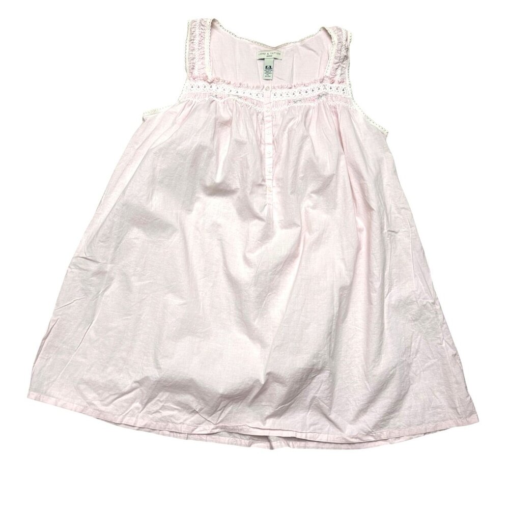 Lord & Taylor Women's Nightgown PL Petite Light Pink Lace Embroidered Slip Dress